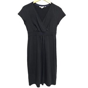 Boden Jersey Knit Faux Wrap Dress Women's 6 Long Black‎ Stretch Classic Surplice